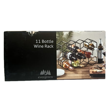Evergreen 11 Bottle Wine Rack, Black