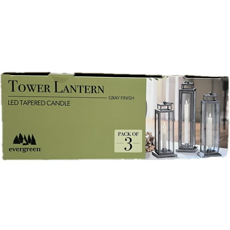 Evergreen LED Tapered Candle Tower, 3 Ct.