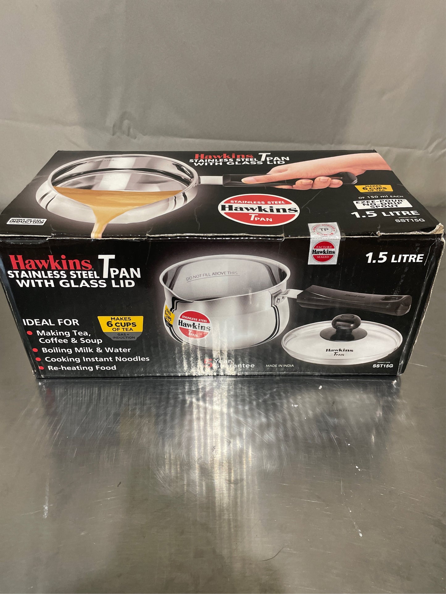 Hawkins 1.5L Steel Sauce Pan with Lid