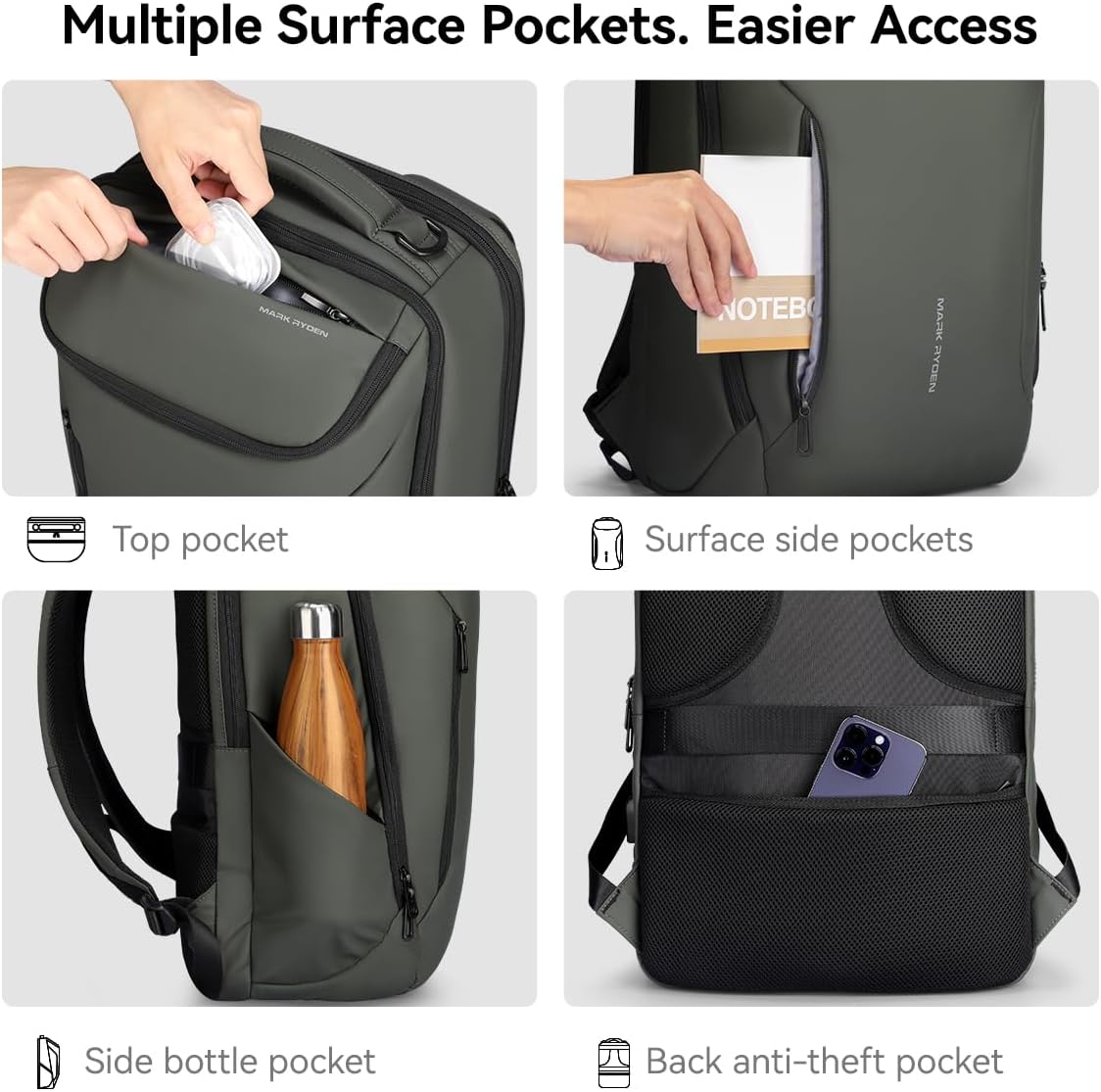 MARK RYDEN Business Backpack for Men, Waterproof