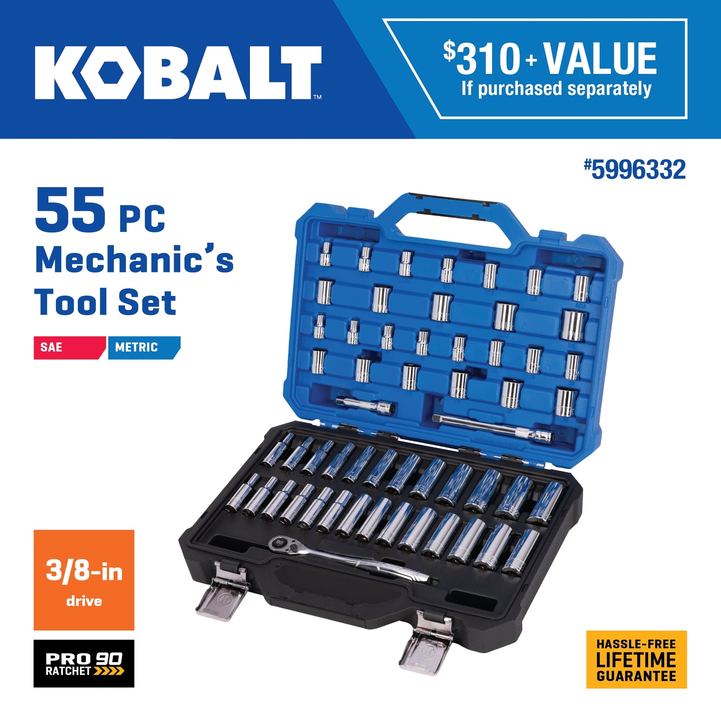 Kobalt 55-Piece SAE/Metric Tool Set w/Case