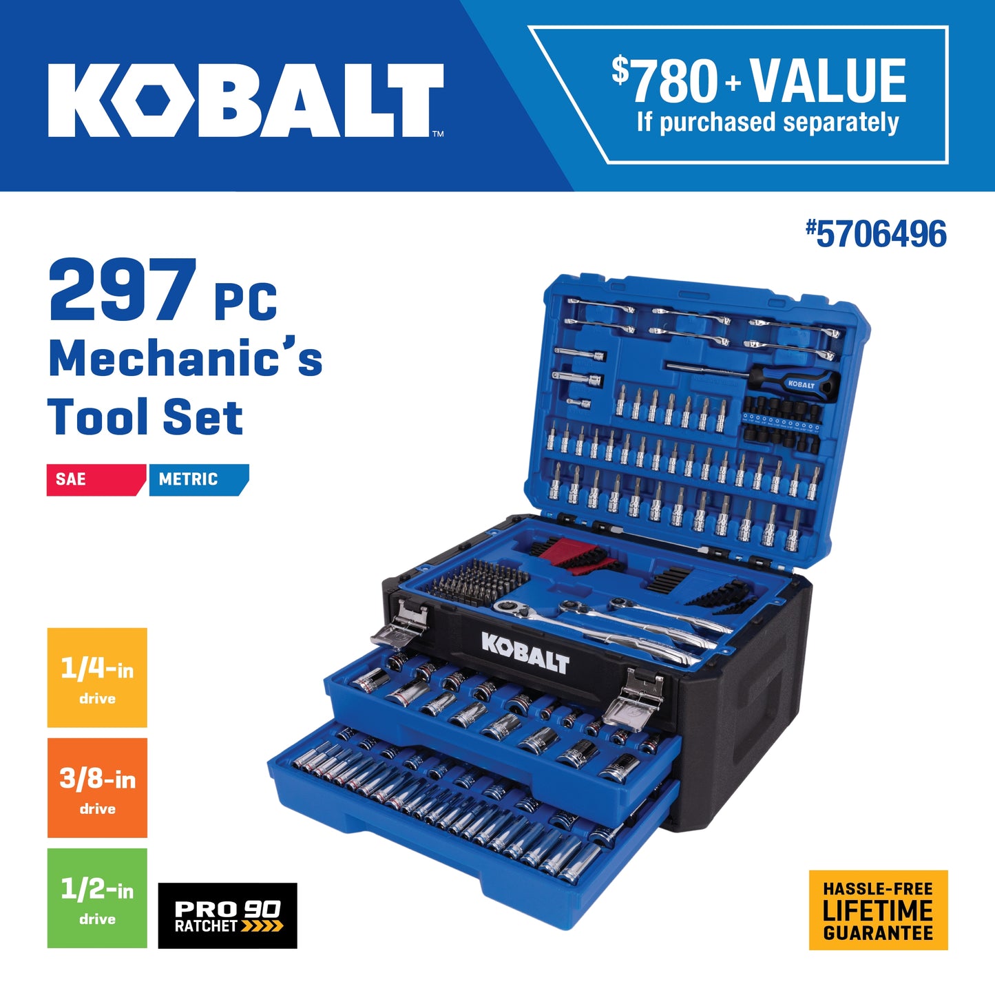 Kobalt 297-Piece SAE/Metric Tool Set Case
