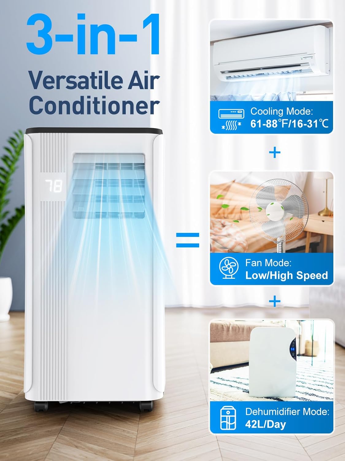2024 10000 BTU Portable AC, 450 Sq. Ft