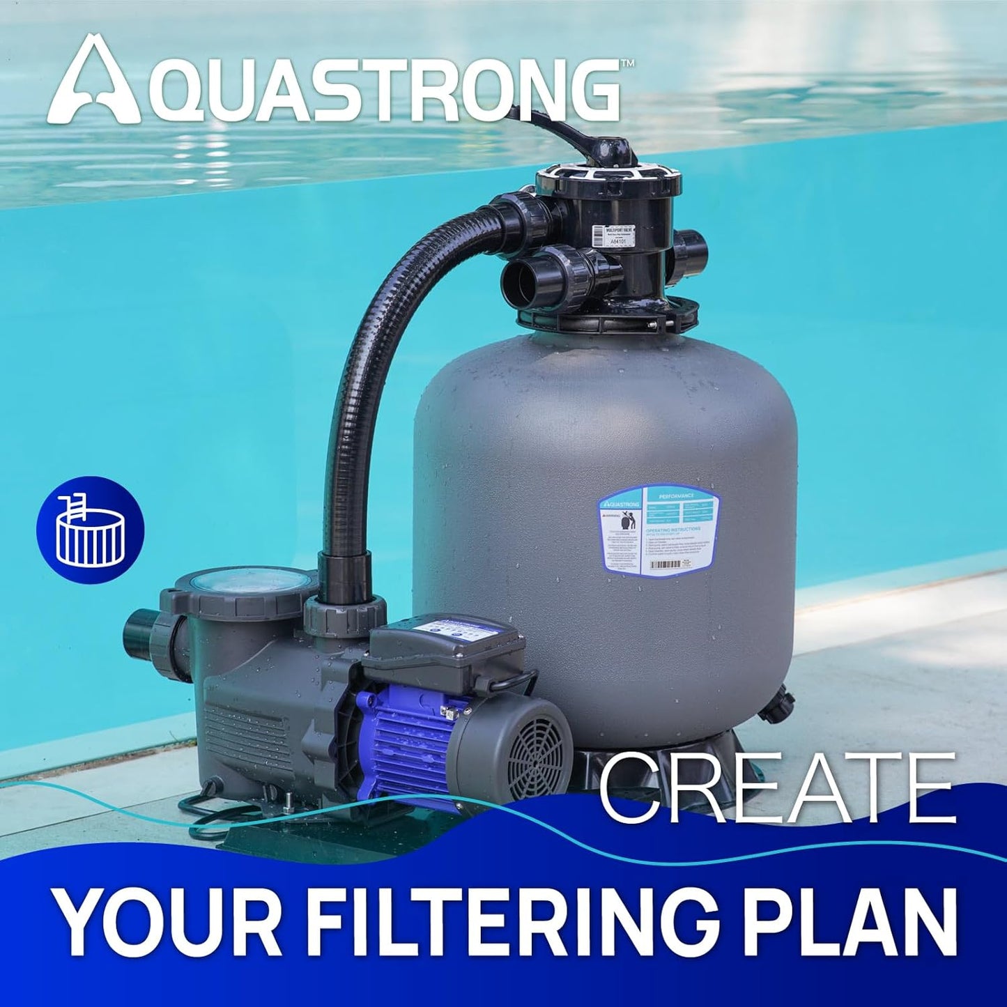 AQUASTRONG Sand Filter Pump, 18in, 1.5 HP