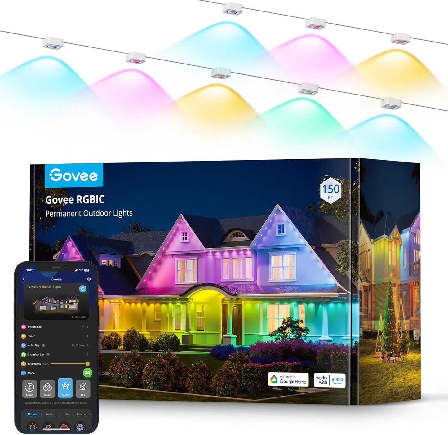 Govee Smart RGBIC Outdoor Lights, 150ft