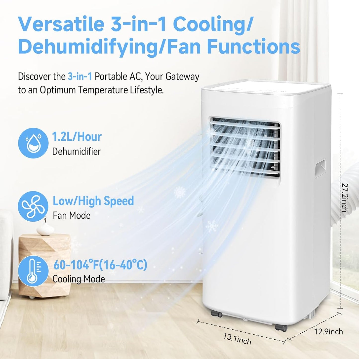 8500 BTU Portable AC with Dehumidifier/Fan