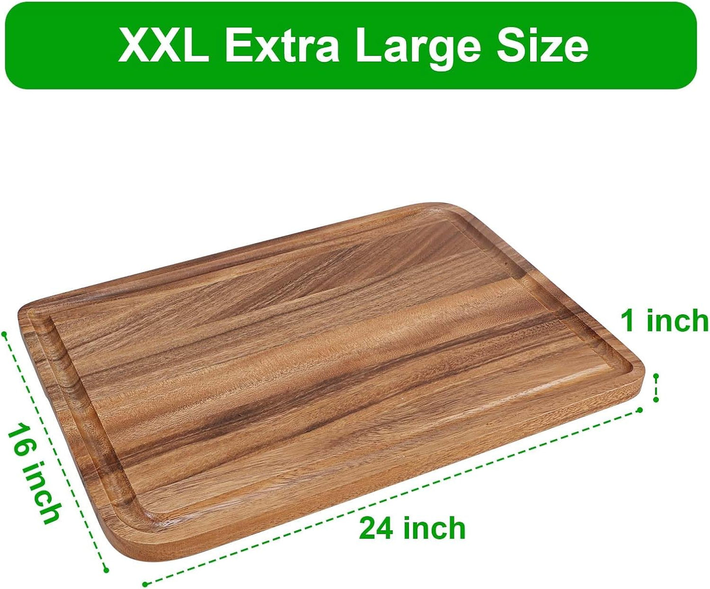 Extra Large Bamboo Cutting Board, XXL, 24" x 16".