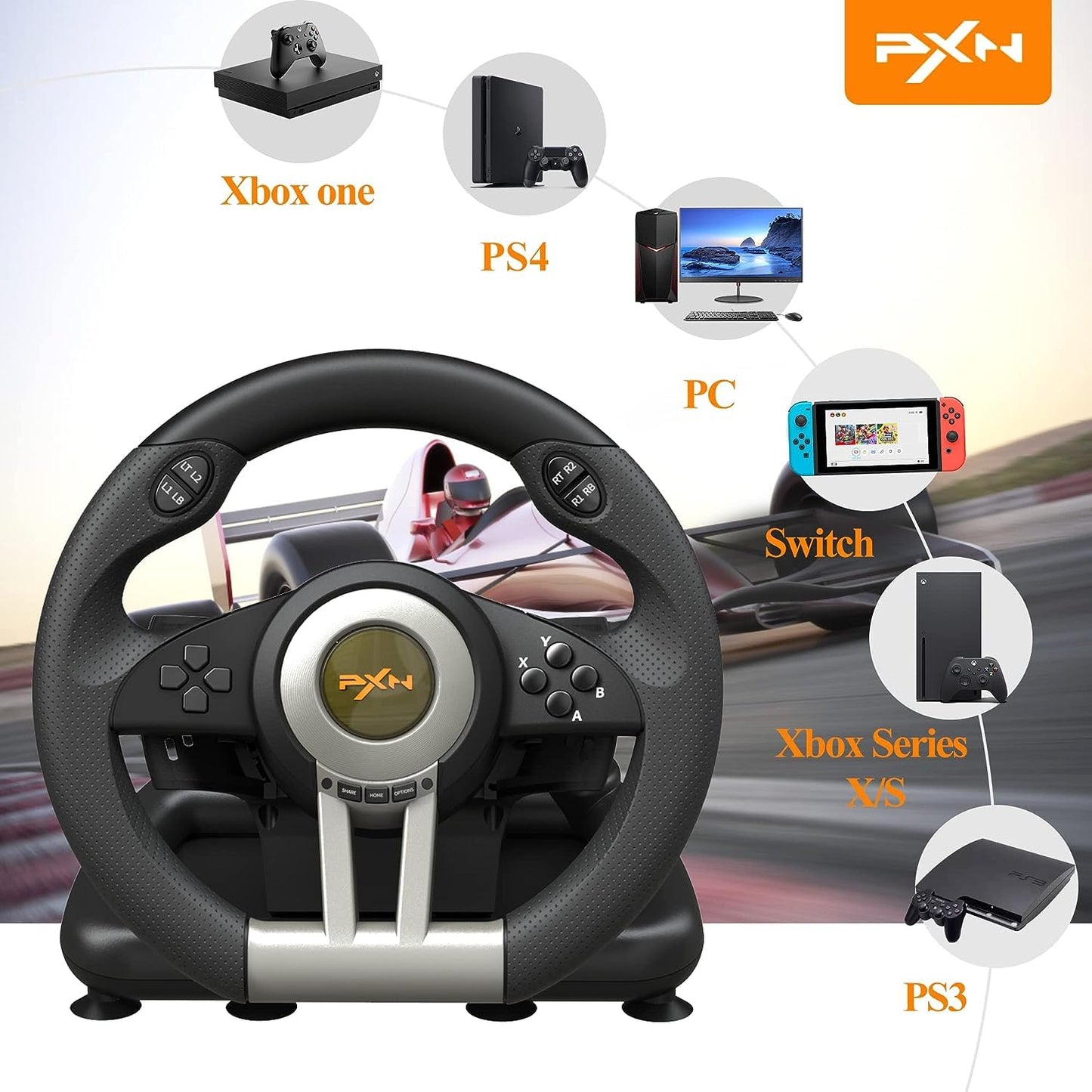 PXN Racing Wheel - V3II 180° for PC, PS4