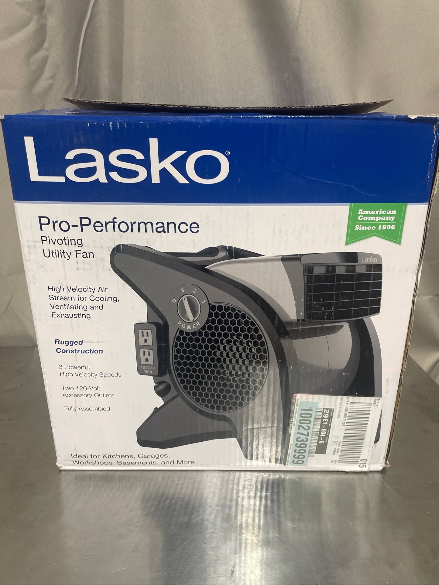 Lasko 11.2 in. Gray 3-Speed High Velocity Fan