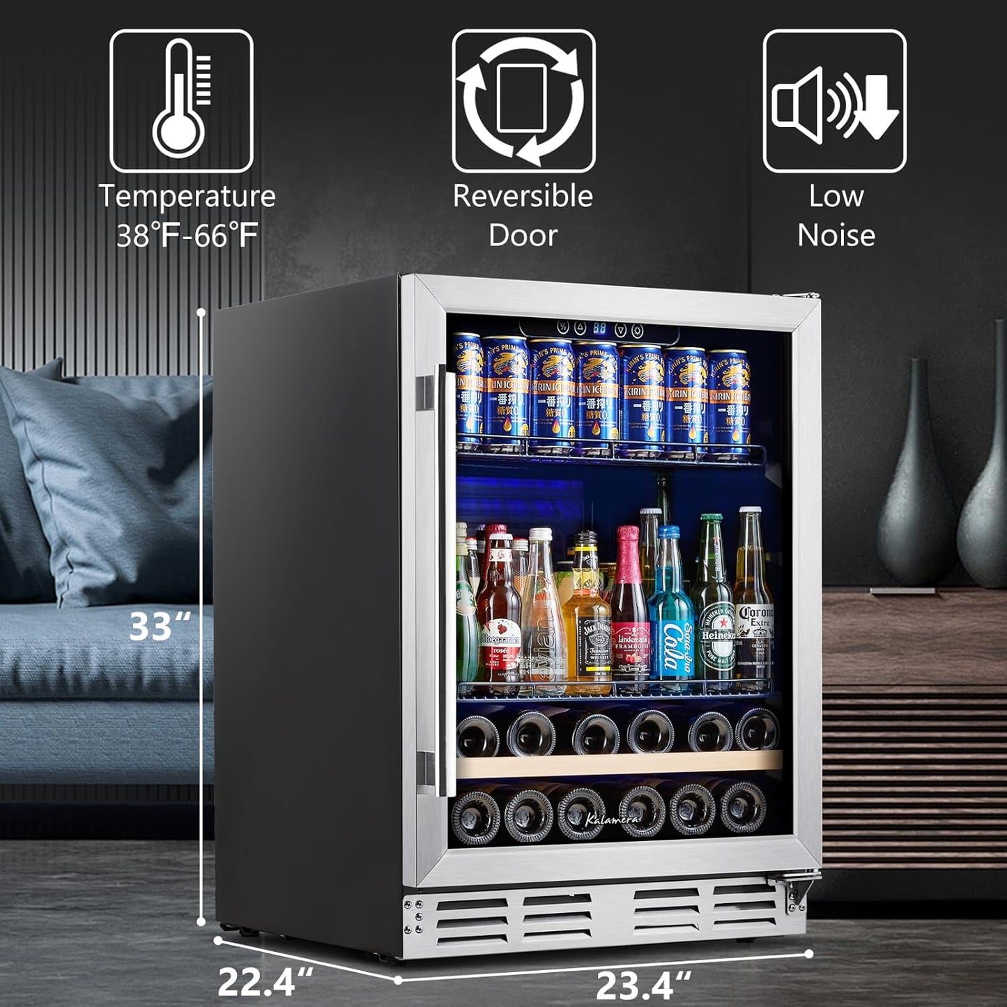 Beverage & Wine Cooler 24 Inch - 120 Cans