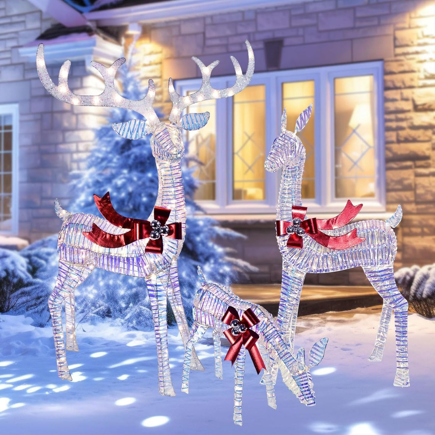 Christmas Decor Outdoors Reindeer Family LED
