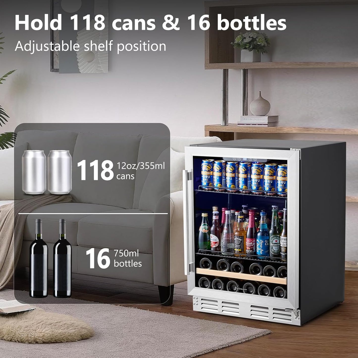Beverage & Wine Cooler 24 Inch - 120 Cans
