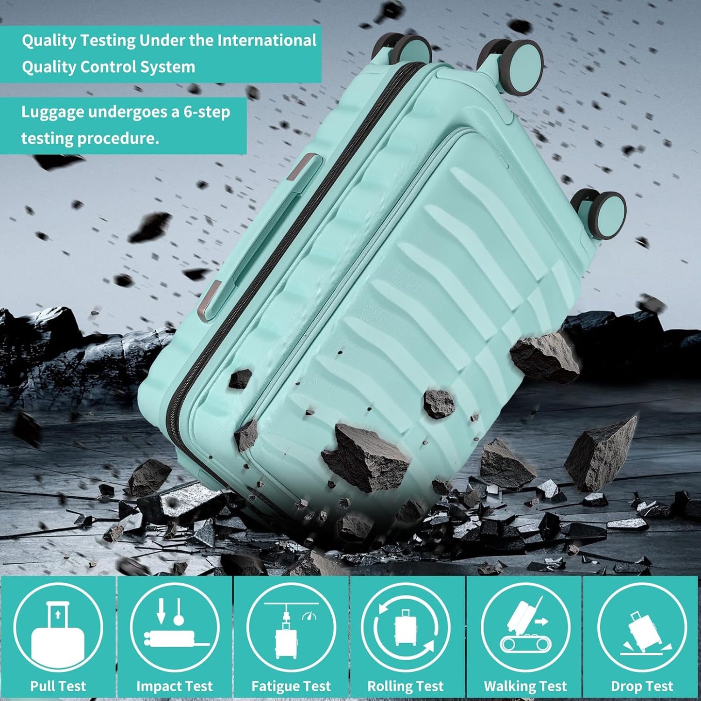 22×14×9 Airline Carry On Luggage, Mint Green