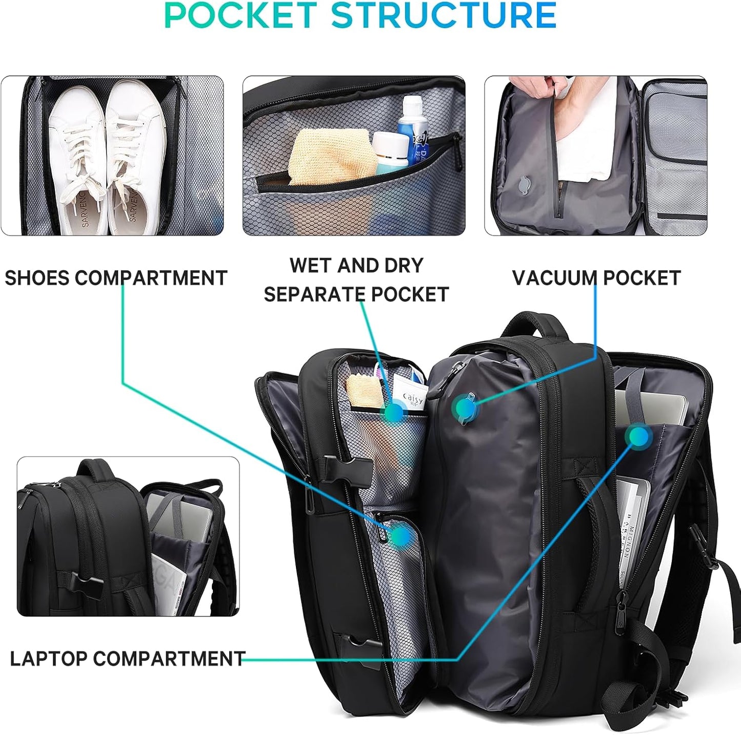 BANGE Anti-Theft Expandable Travel Backpack