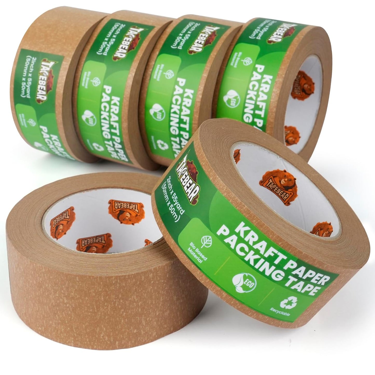 Eco-Friendly Kraft Paper Tape, 2Inch x 55Yard
