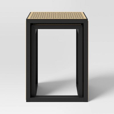 Nesting Accent Table Black/Natural, 24" and 34"; Height