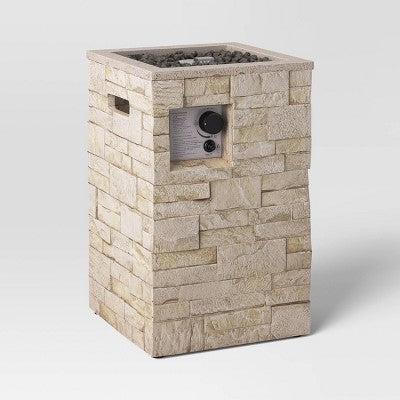 16" Stone Propane Fire Column - Light Brown