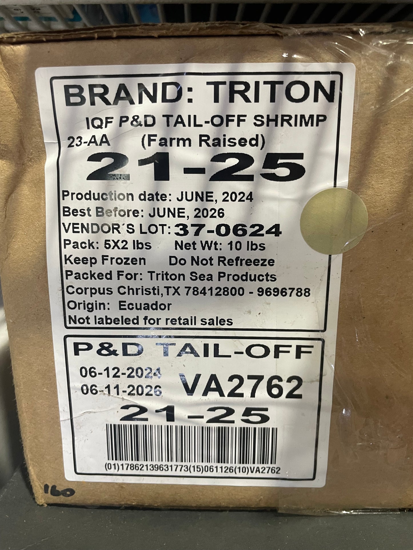 10 lbs case - 21/25 PDT Off Shrimp