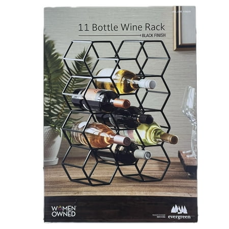 Evergreen 11 Bottle Wine Rack, Black