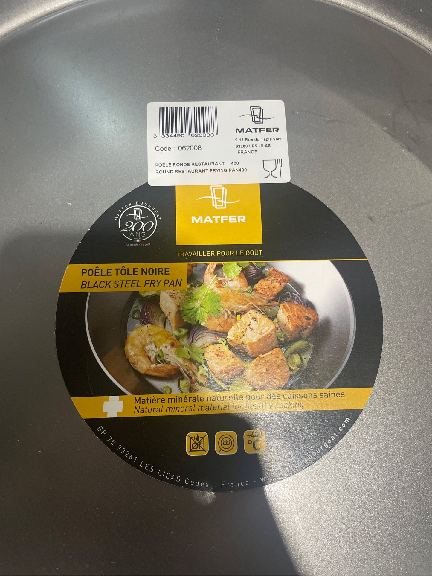 Matfer Black Carbon Steel Fry Pan, 15 3/4""