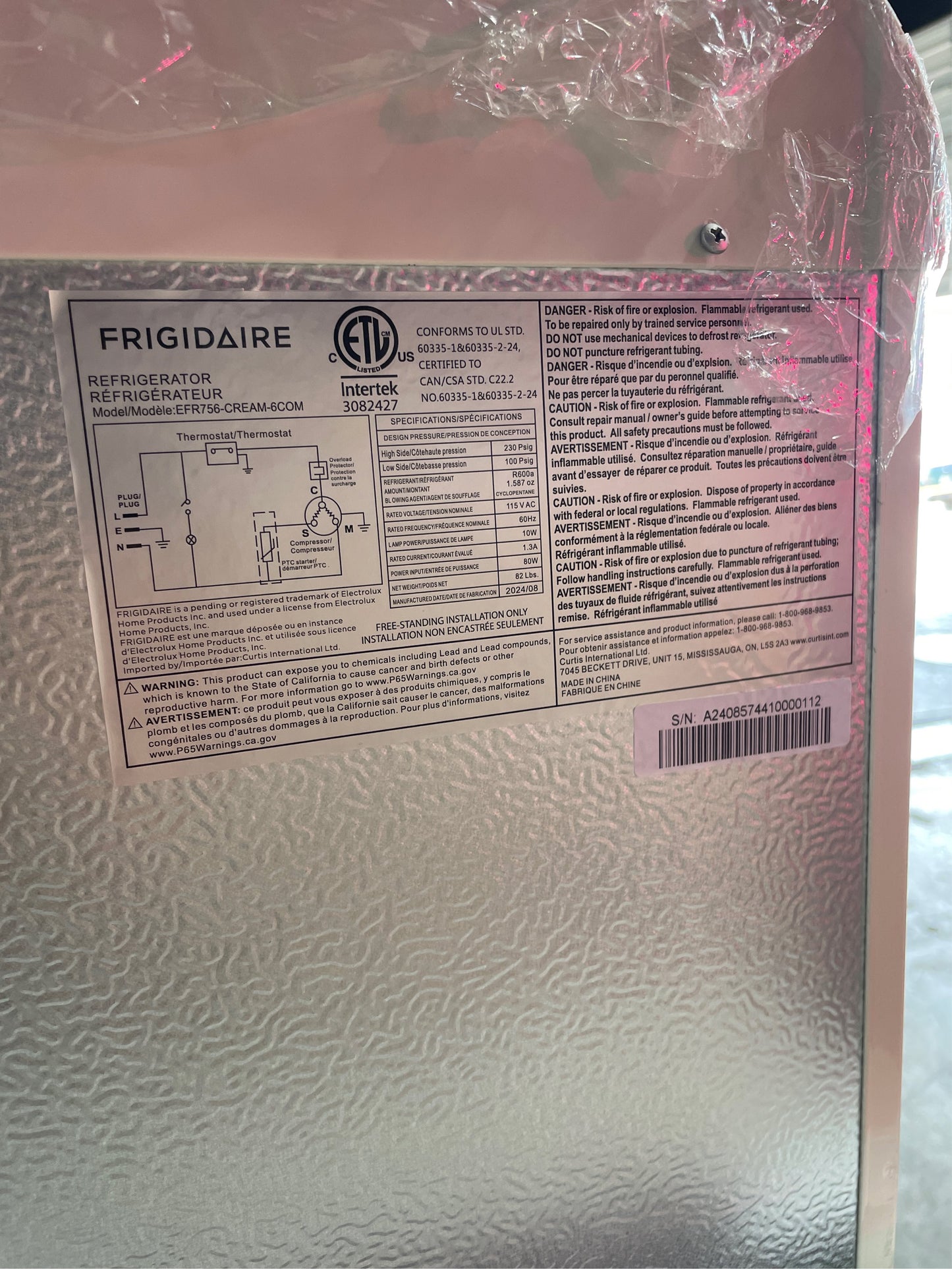 Frigidaire EFR756, Retro Refrigerator, 7.5 cu ft
