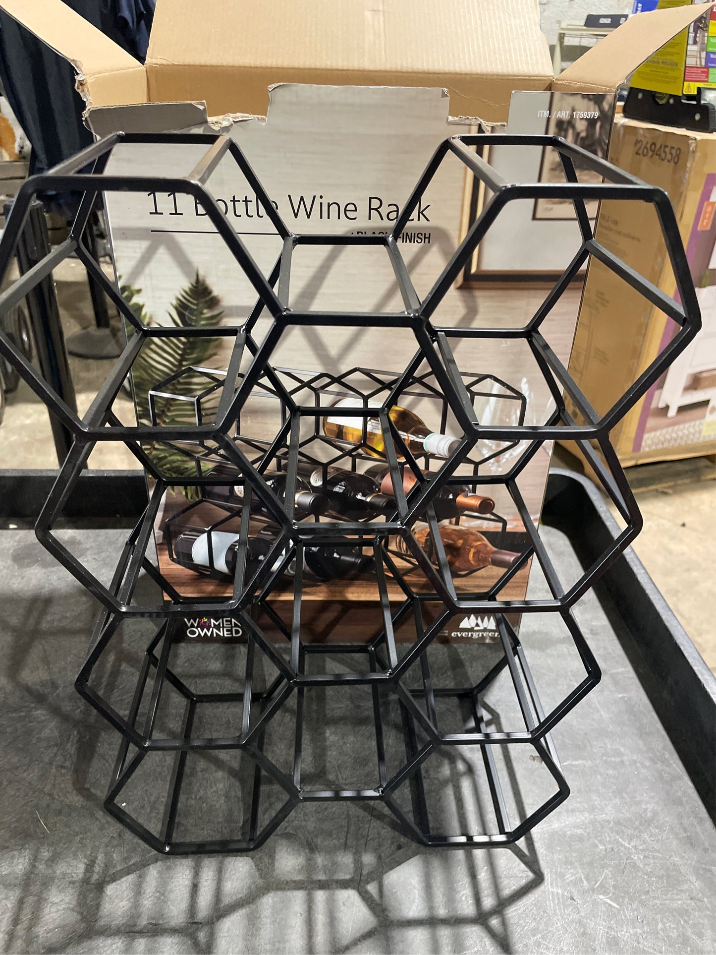 Evergreen 11 Bottle Wine Rack, Black