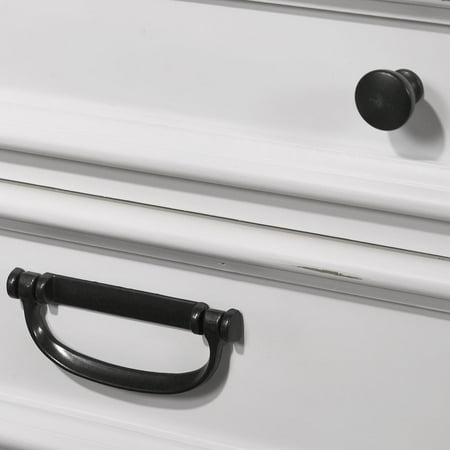 Clelane Wood 7-Drawer Dresser, White/Gray