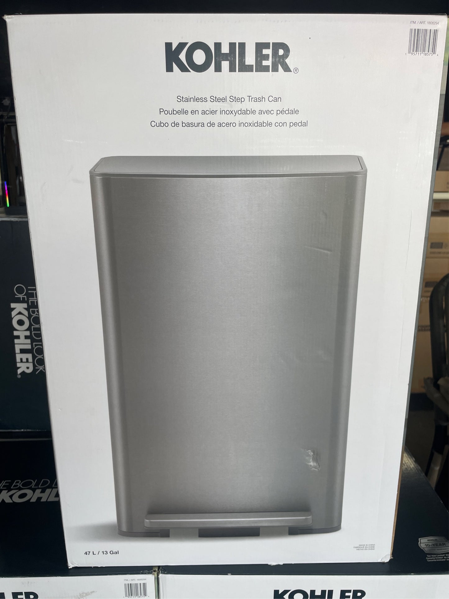 Kohler Stainless Steel Kitchen Trashcan - 13 gal