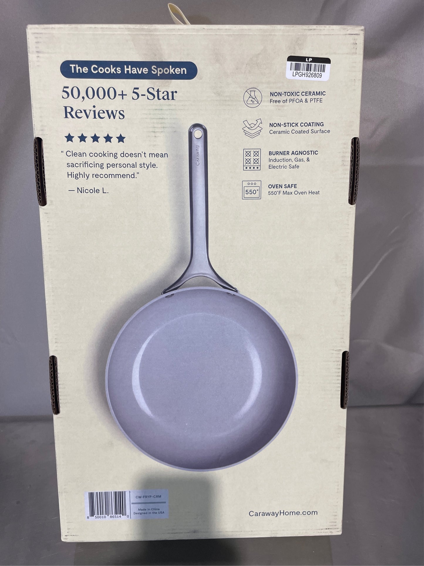 10.35 in. Ceramic Non-Stick Frying Pan in Cream