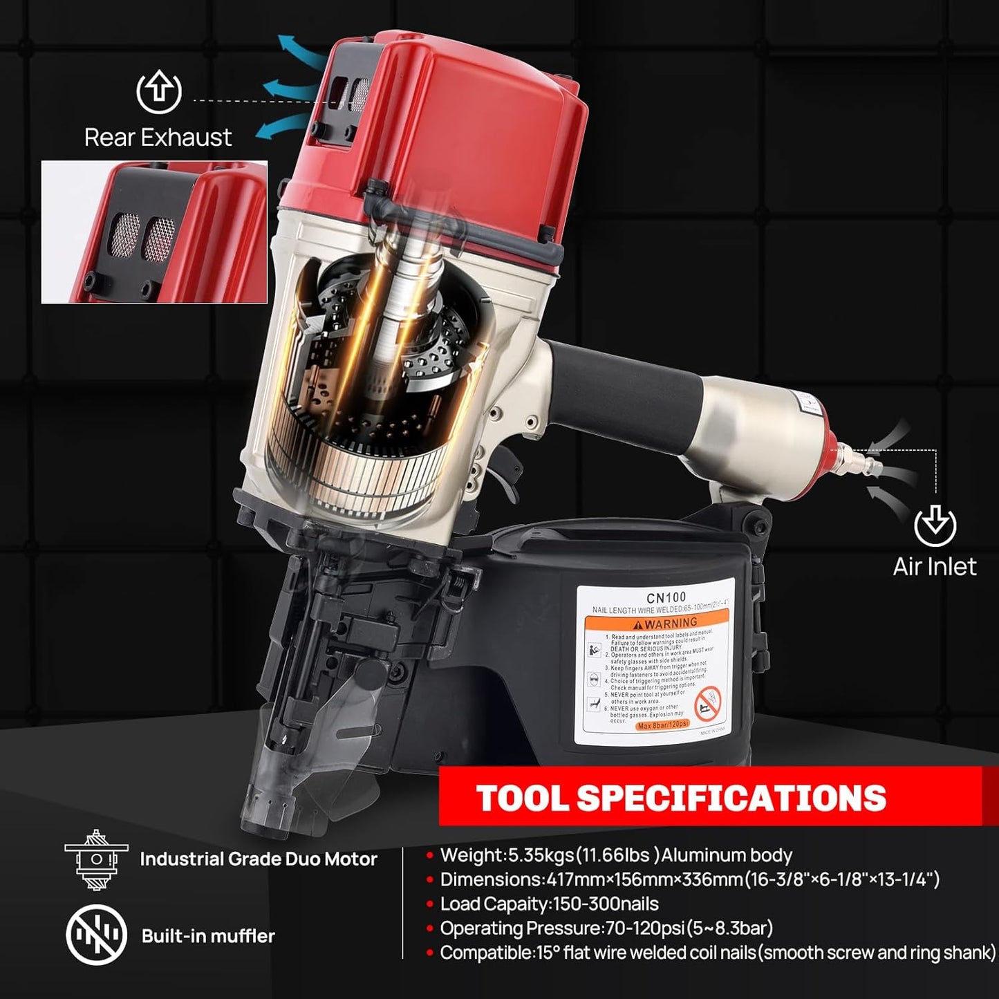 Coil Framing Nailer CN100, 2.5"-4" Pneumatic