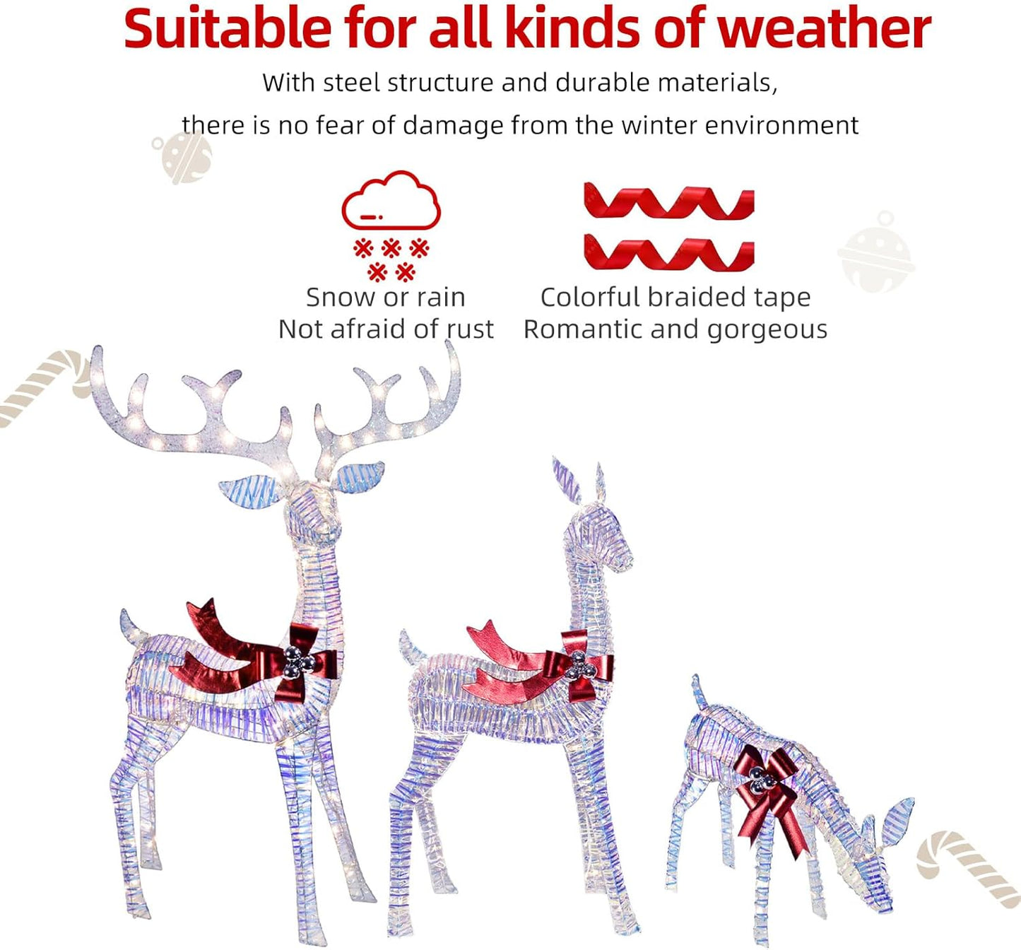Christmas Decor Outdoors Reindeer Family LED
