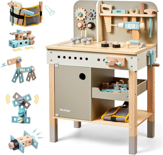 Kids Tool Bench,Wooden Tools Set for Ages 3-5
