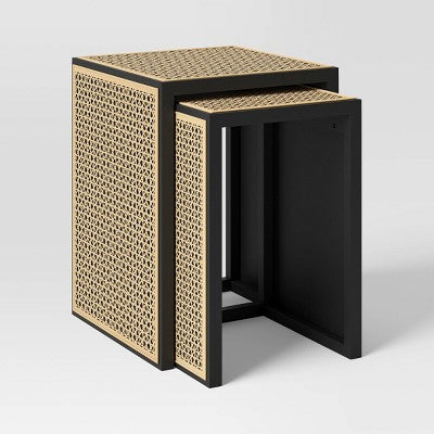 Nesting Accent Table Black/Natural, 24" and 34"; Height