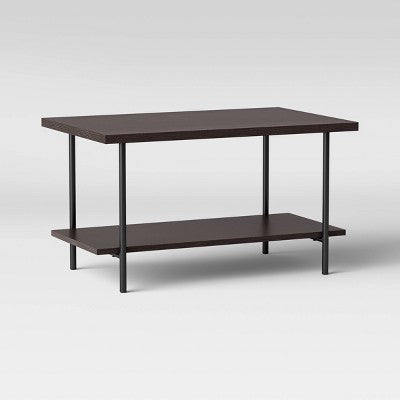 Coffee Table, Espresso, Steel Frame, 18" High