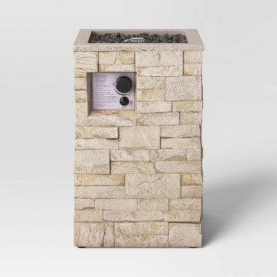 16" Stone Propane Fire Column - Light Brown
