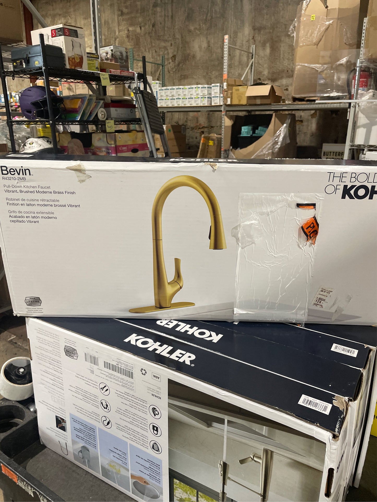 Kohler Bevin Pull Down Kitchen Faucet Brass
