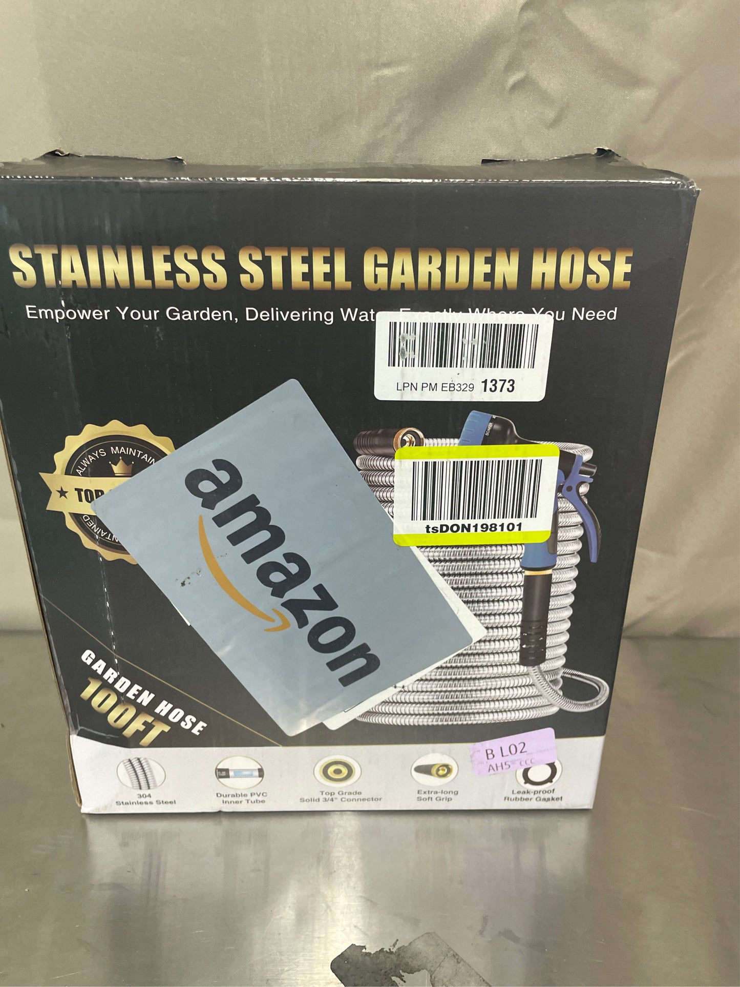Lefree 100ft Metal Garden Hose, 10 Nozzle