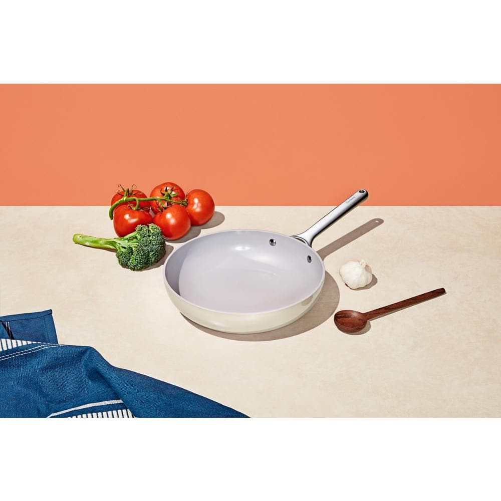 10.35 in. Ceramic Non-Stick Frying Pan in Cream