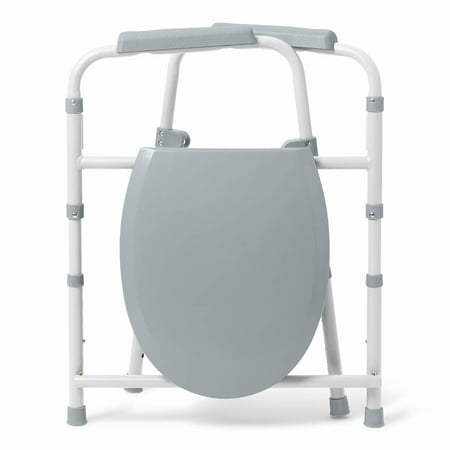 Medline 3-in-1 Steel Bedside Commode, Gray